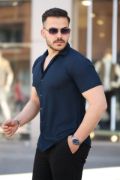Erkek Kısa Kollu örme Kumaş Pamuklu Gömlek resmi